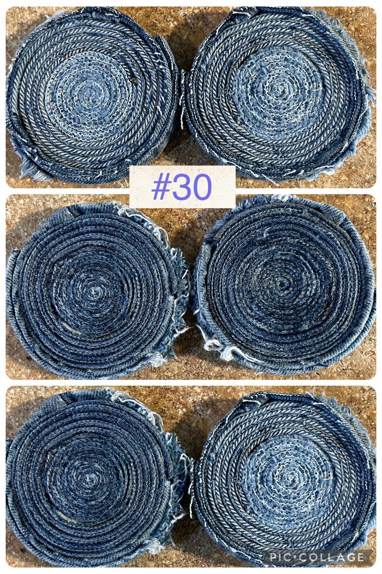 Upcycled denim jeans coasters set of 2