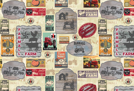 Farmall Farm To Table Signs Allover Cotton W43