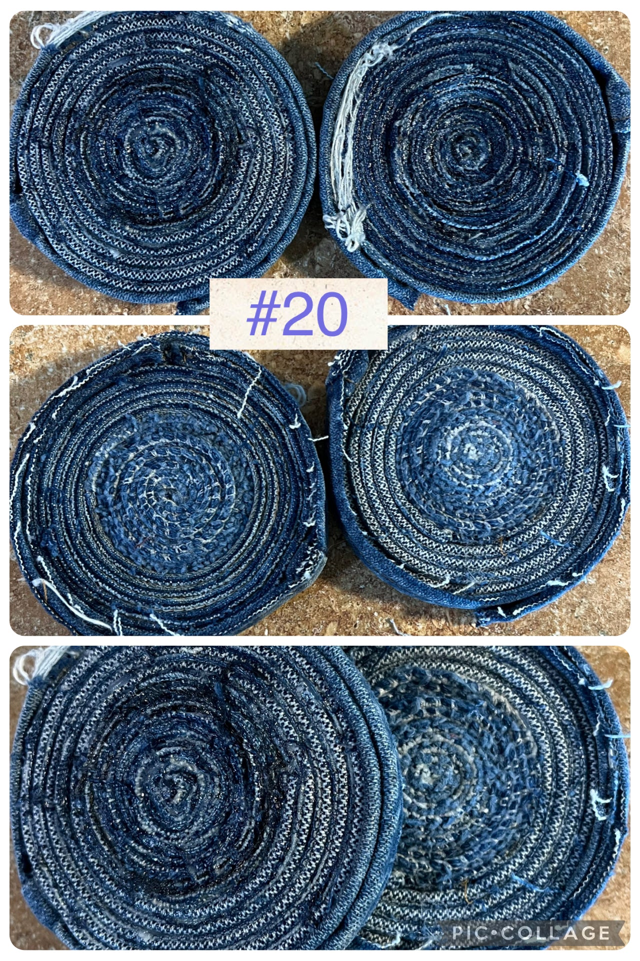 Upcycled denim jeans coasters set of 2