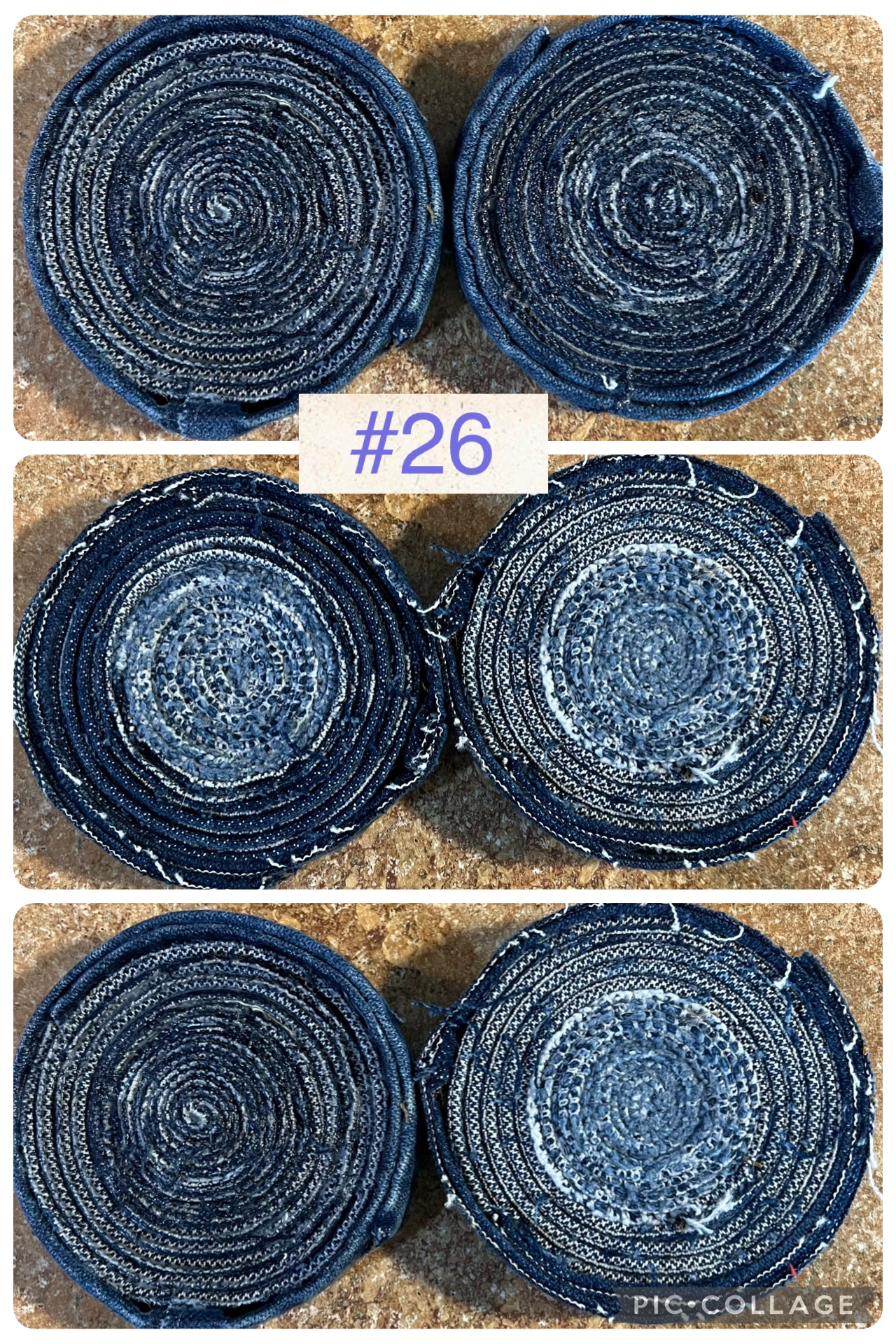Upcycled denim jeans coasters set of 2