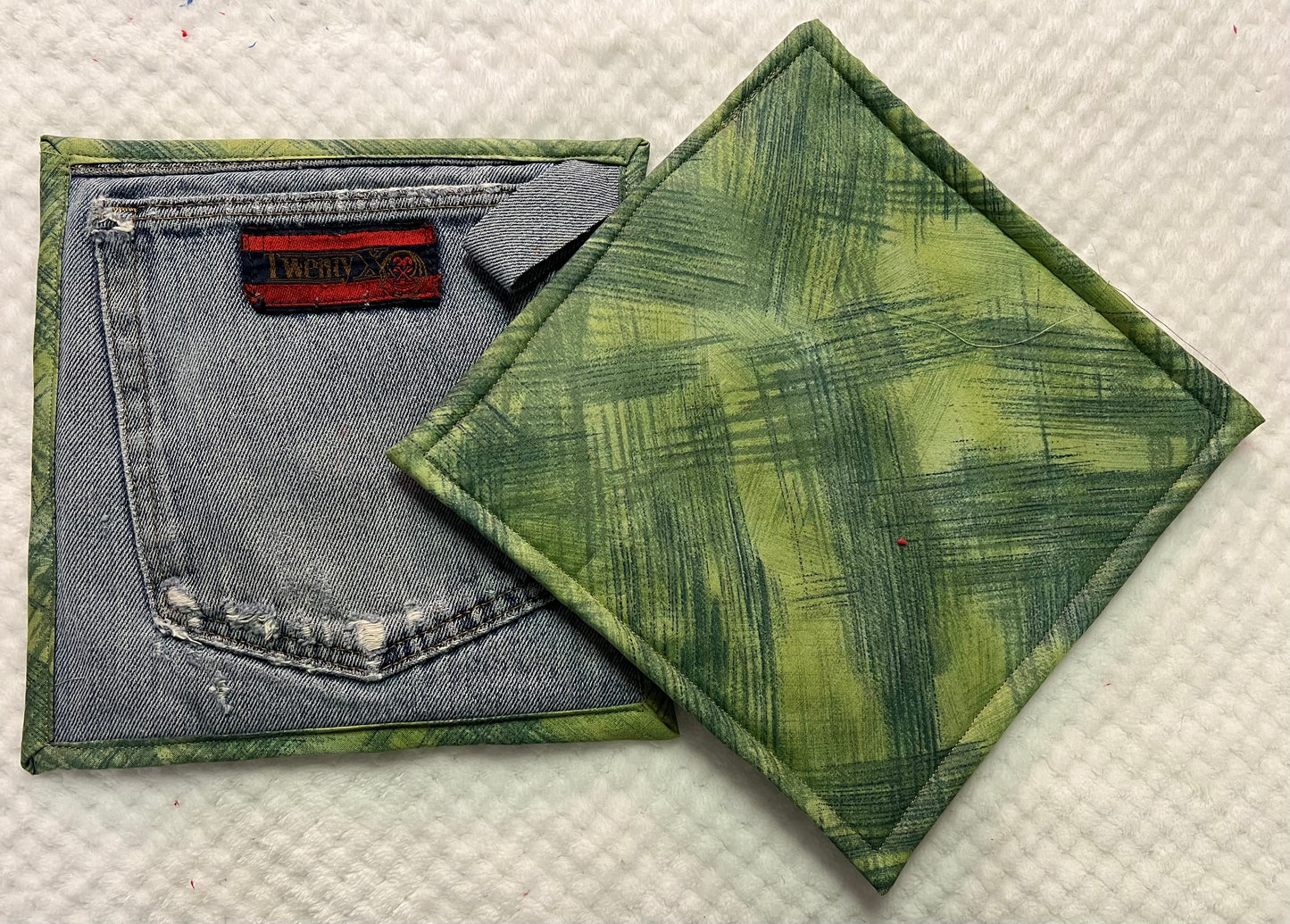 Upcycled Denim pocket hot pads