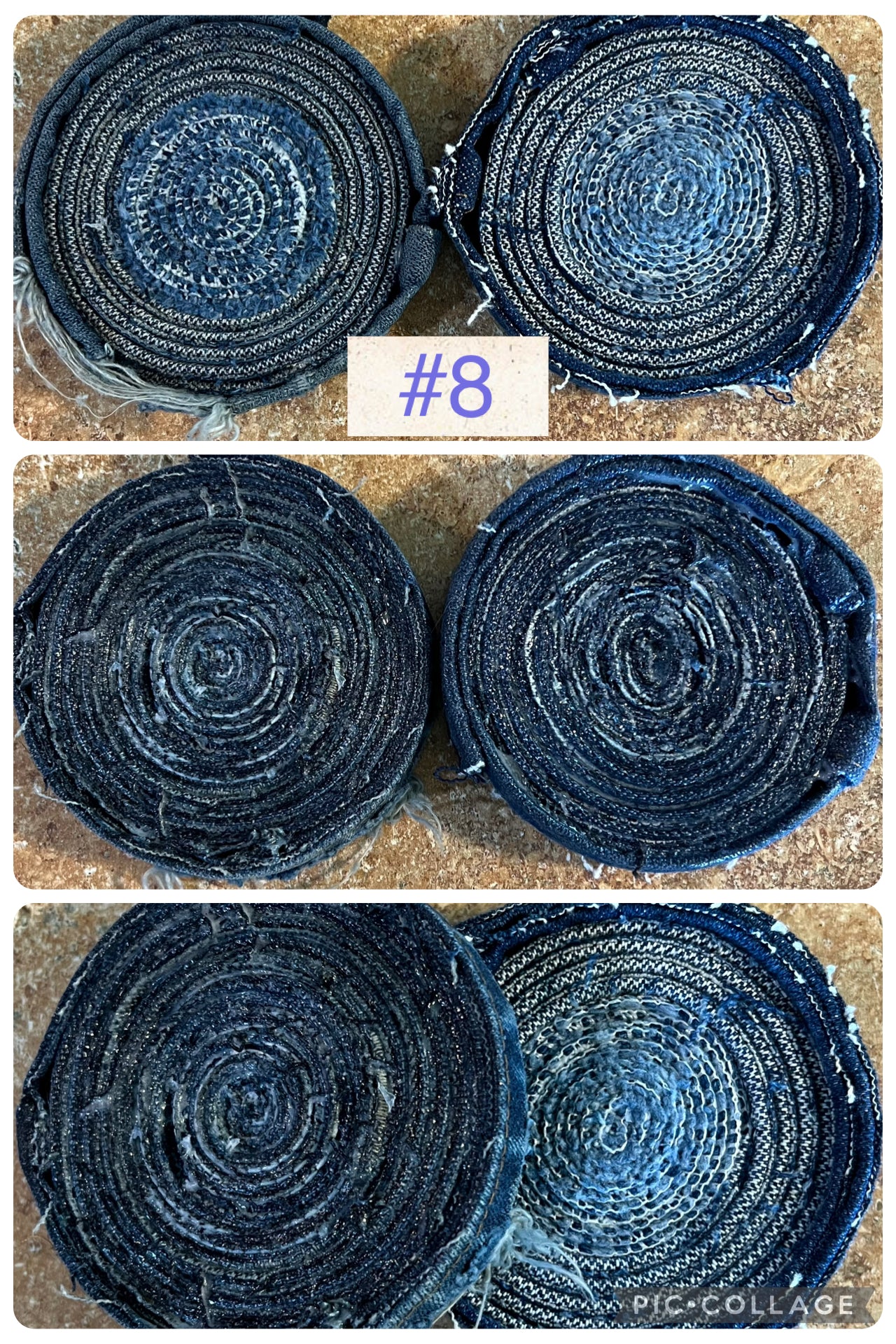 Upcycled denim jeans coasters set of 2