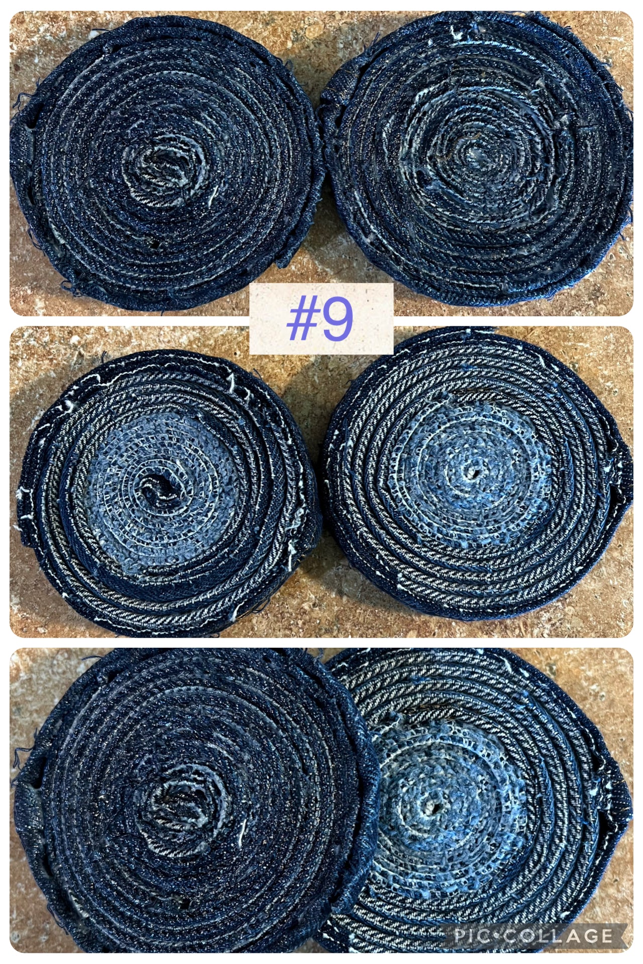 Upcycled denim jeans coasters set of 2