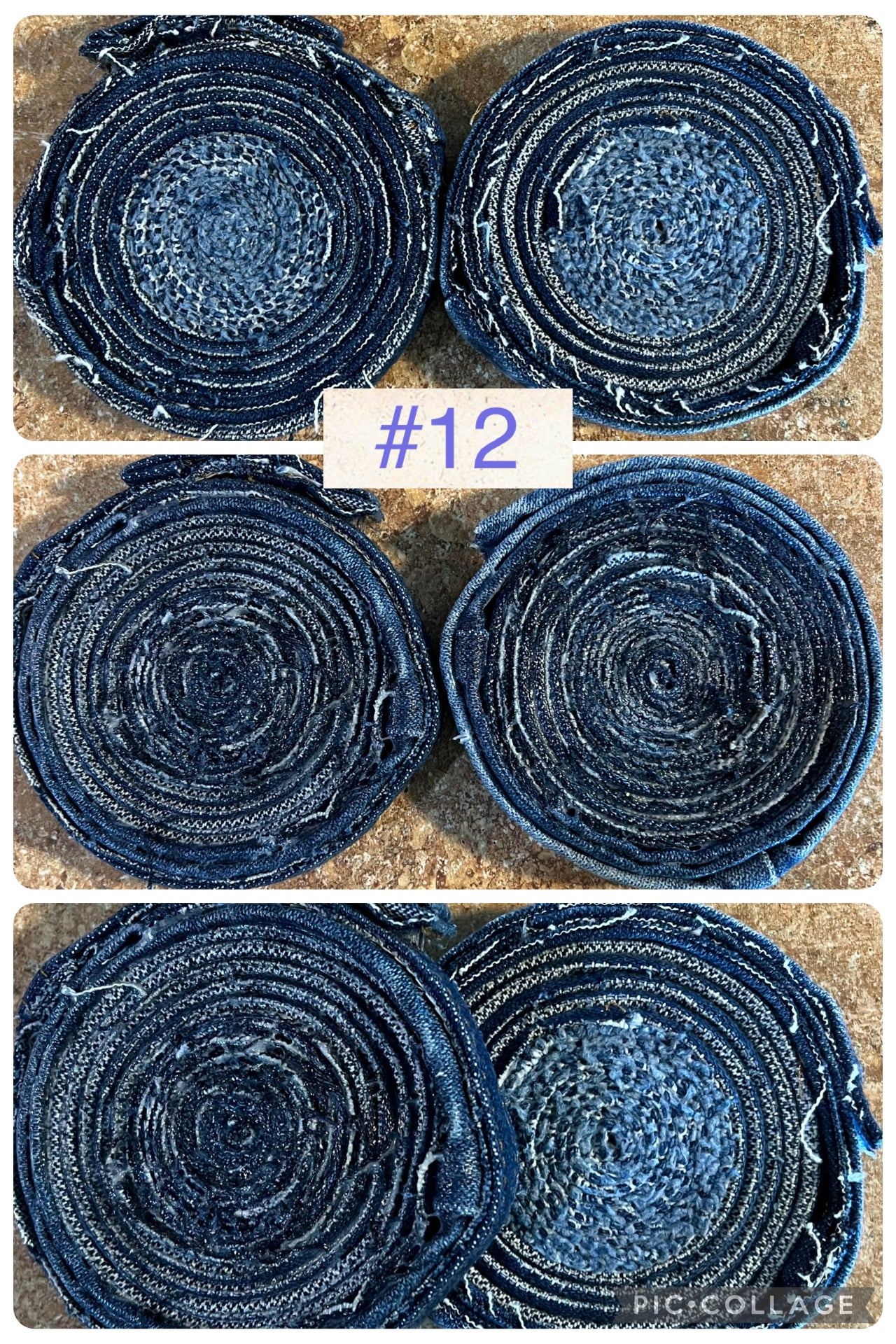 Upcycled denim jeans coasters set of 2