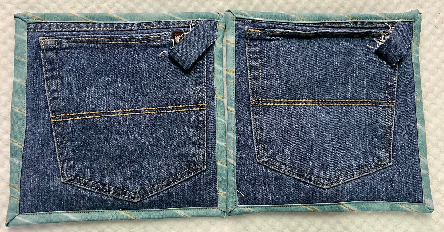 Upcycled Denim pocket hot pads