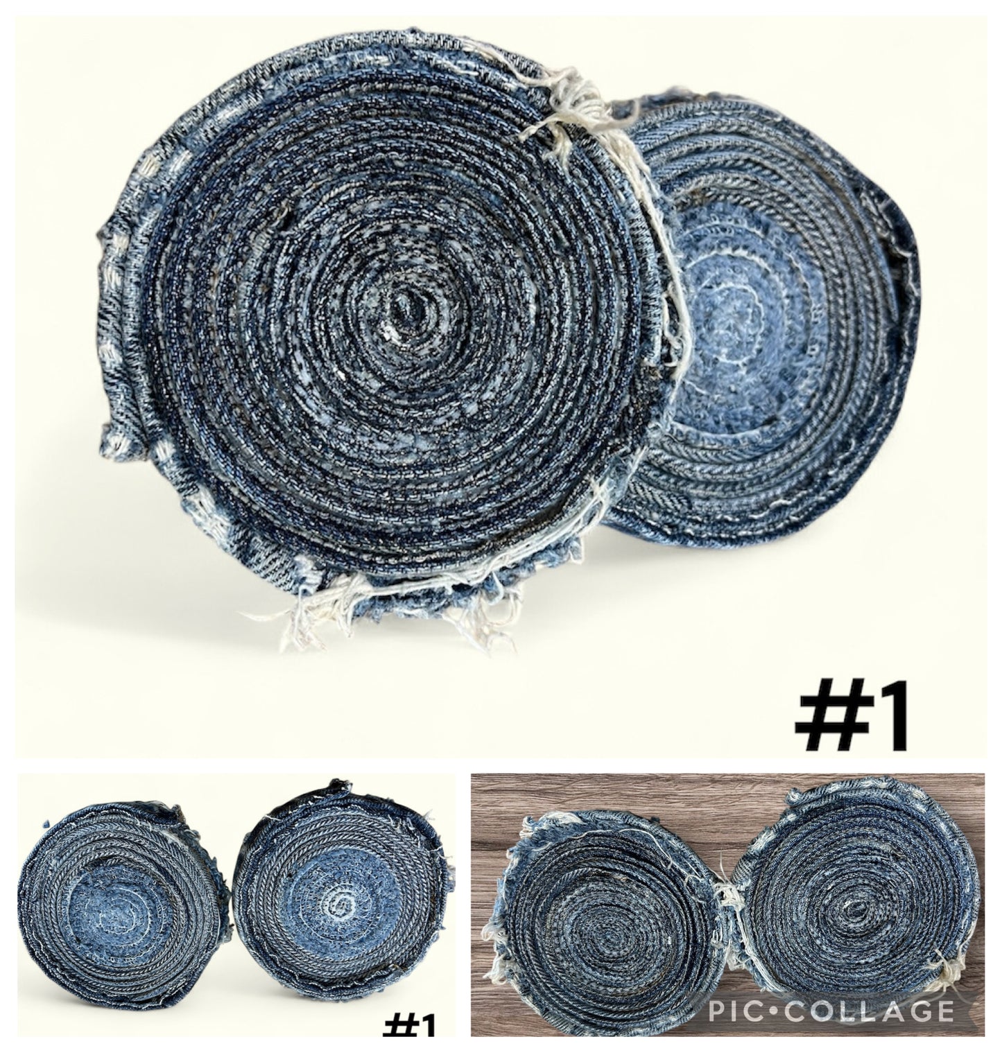 Upcycled denim jeans coasters set of 2