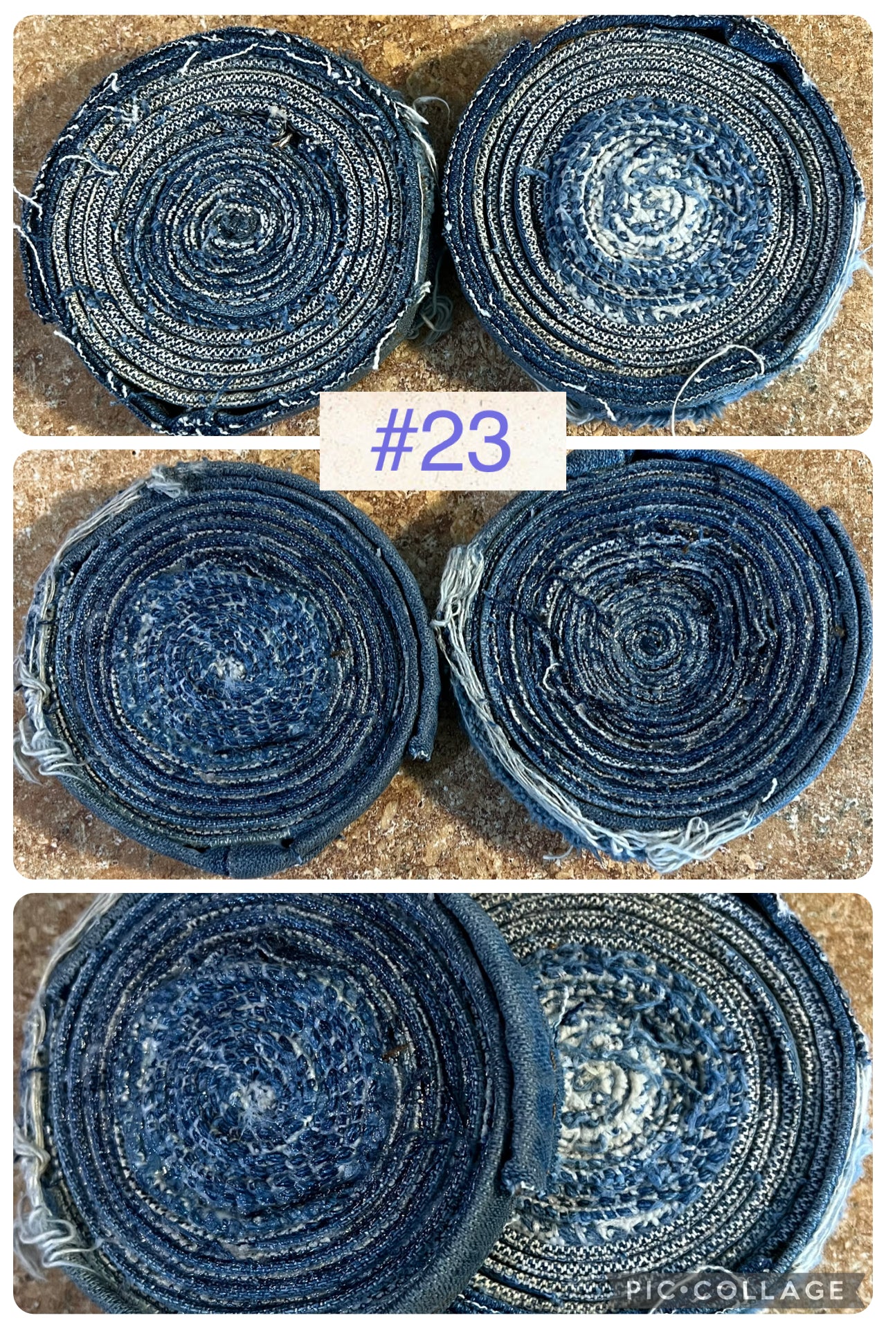 Upcycled denim jeans coasters set of 2