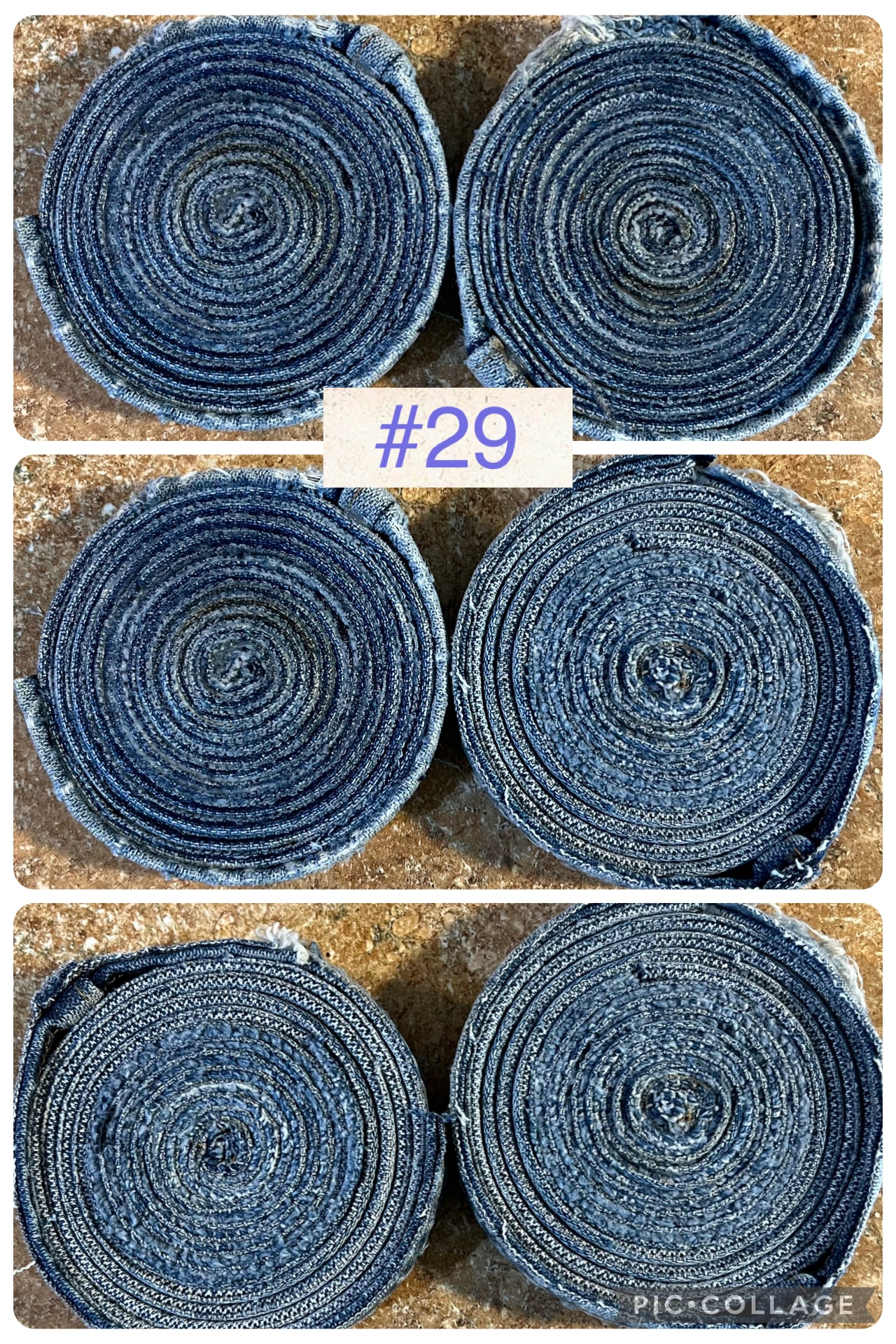 Upcycled denim jeans coasters set of 2