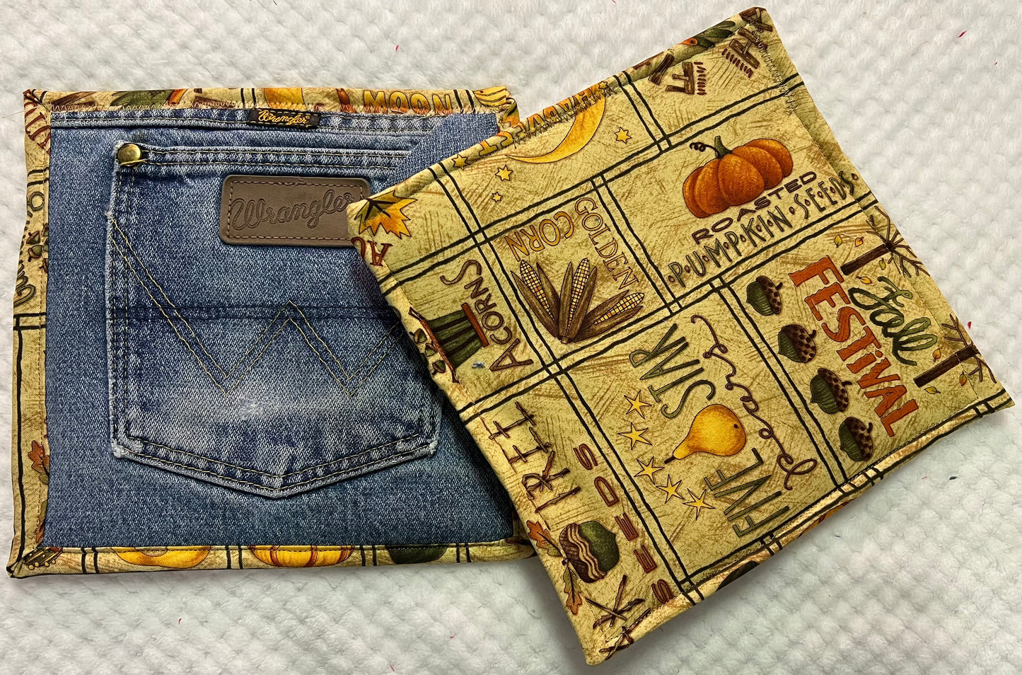 Upcycled Denim pocket hot pads