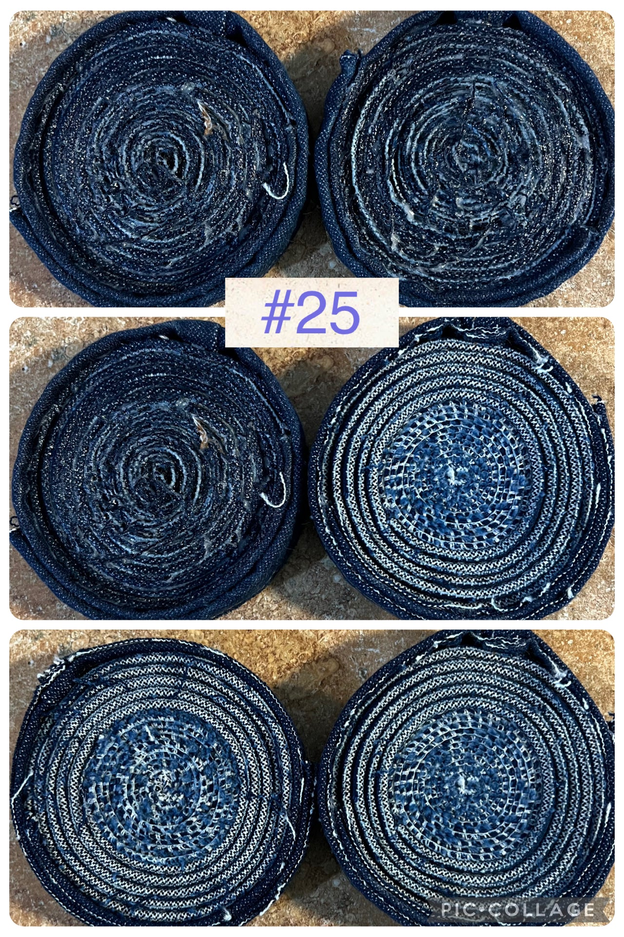 Upcycled denim jeans coasters set of 2