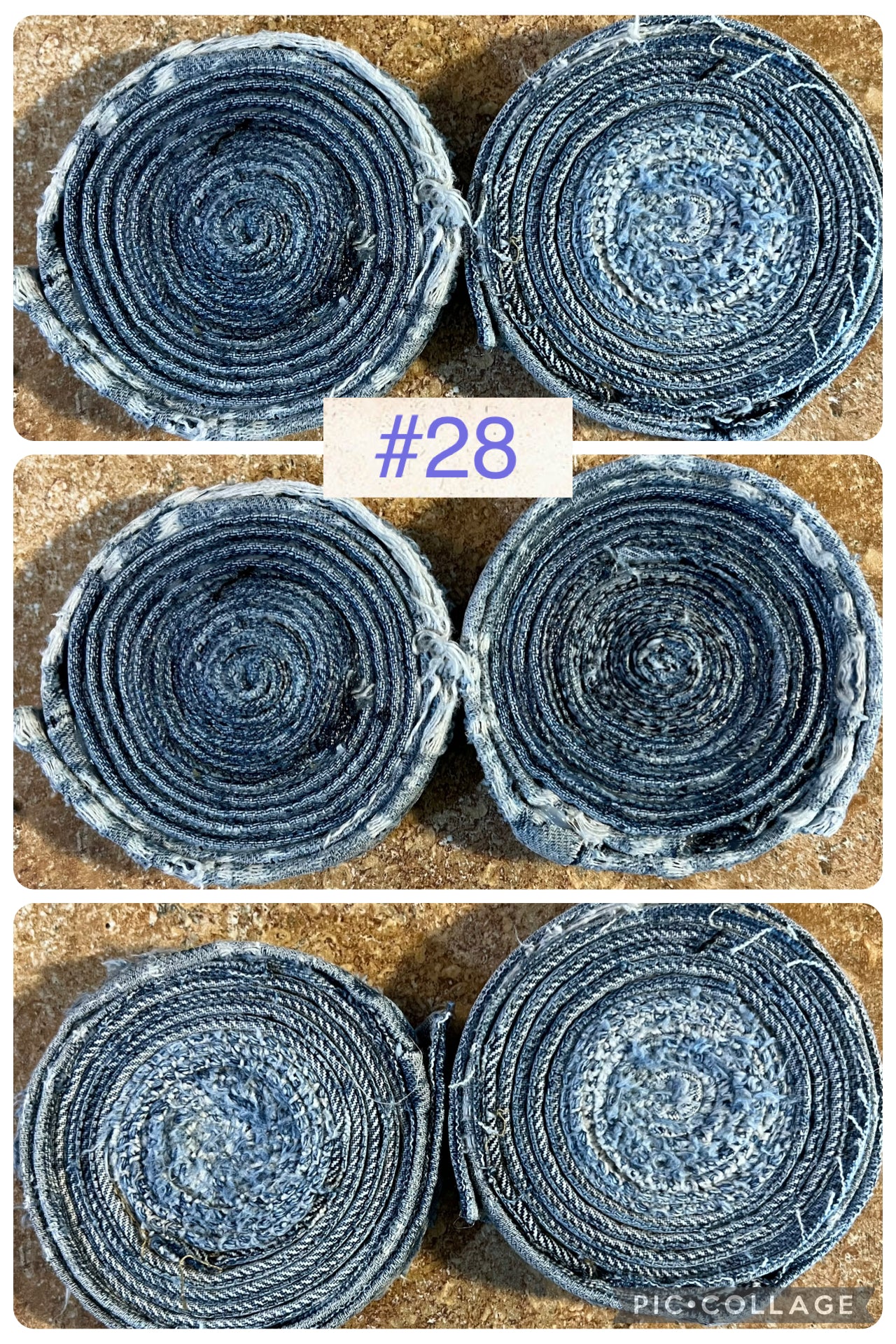 Upcycled denim jeans coasters set of 2