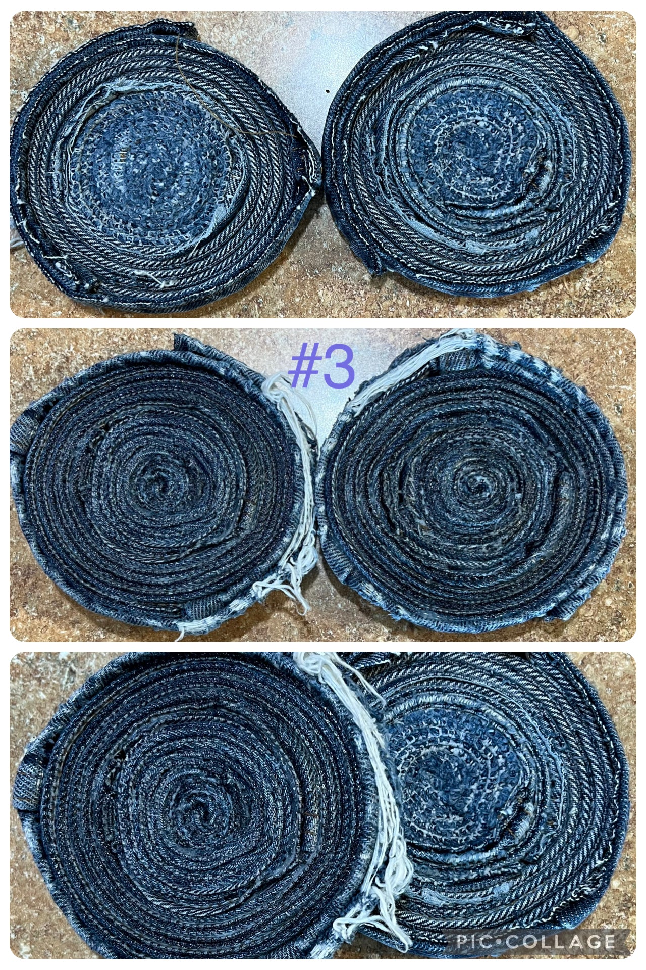 Upcycled denim jeans coasters set of 2