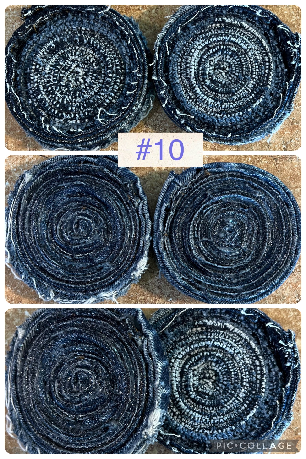Upcycled denim jeans coasters set of 2