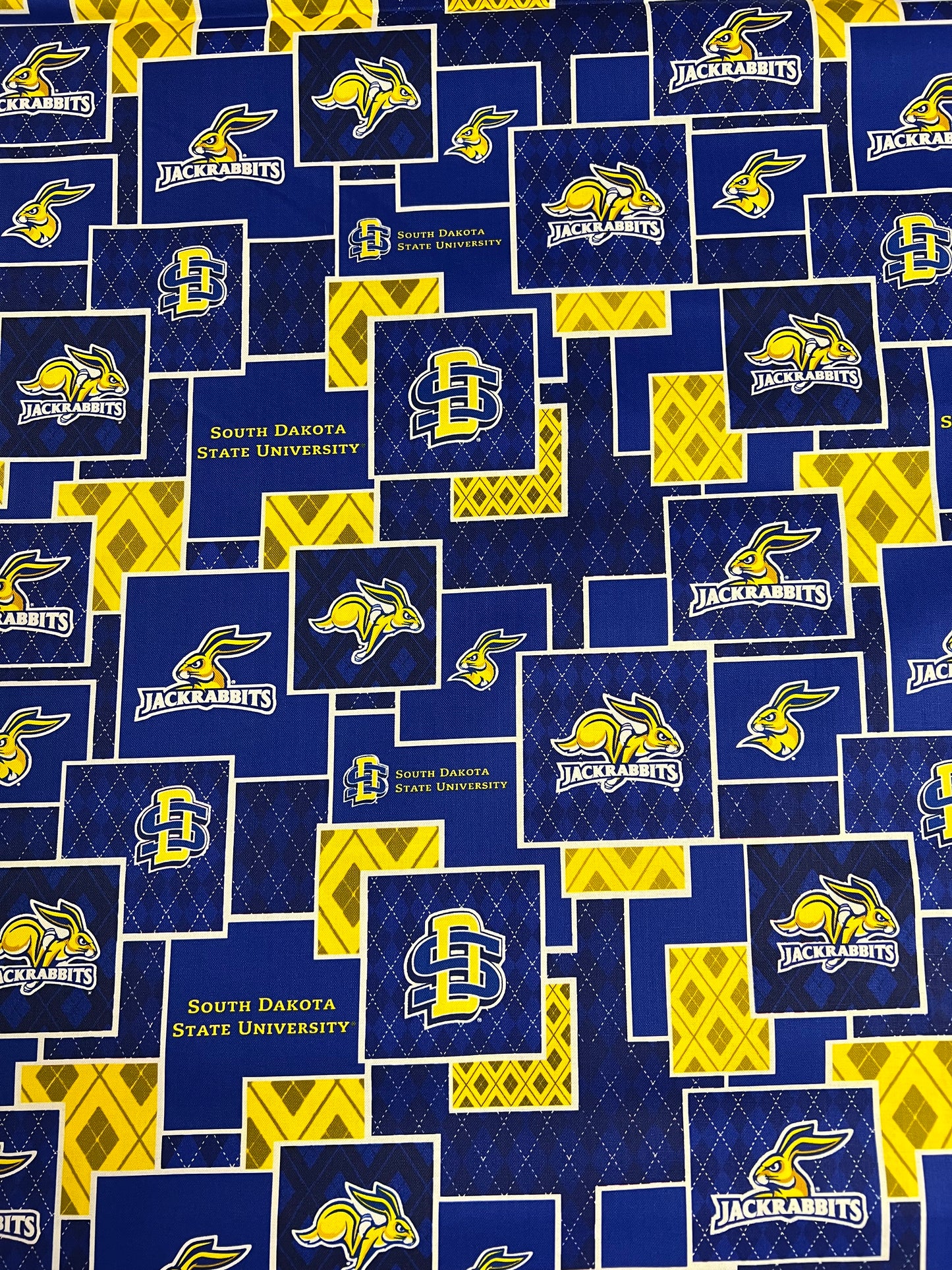 South Dakota State Argyle Boxes 100% Cotton Fabric