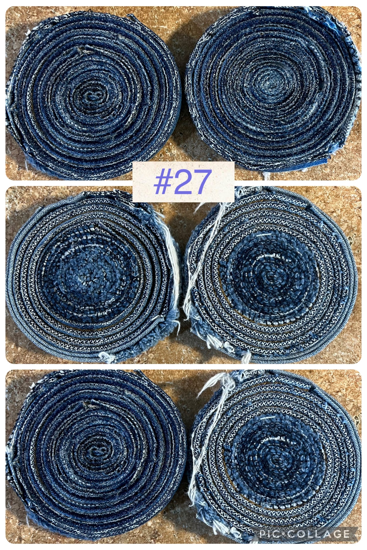 Upcycled denim jeans coasters set of 2