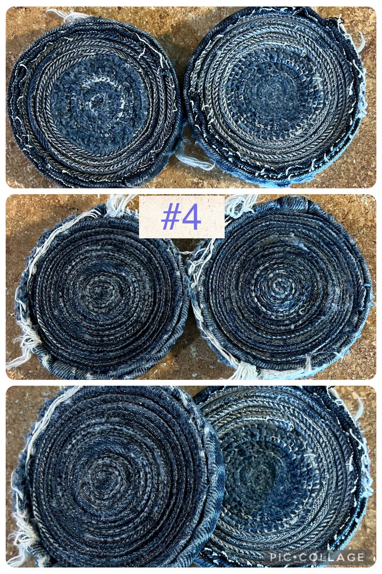 Upcycled denim jeans coasters set of 2