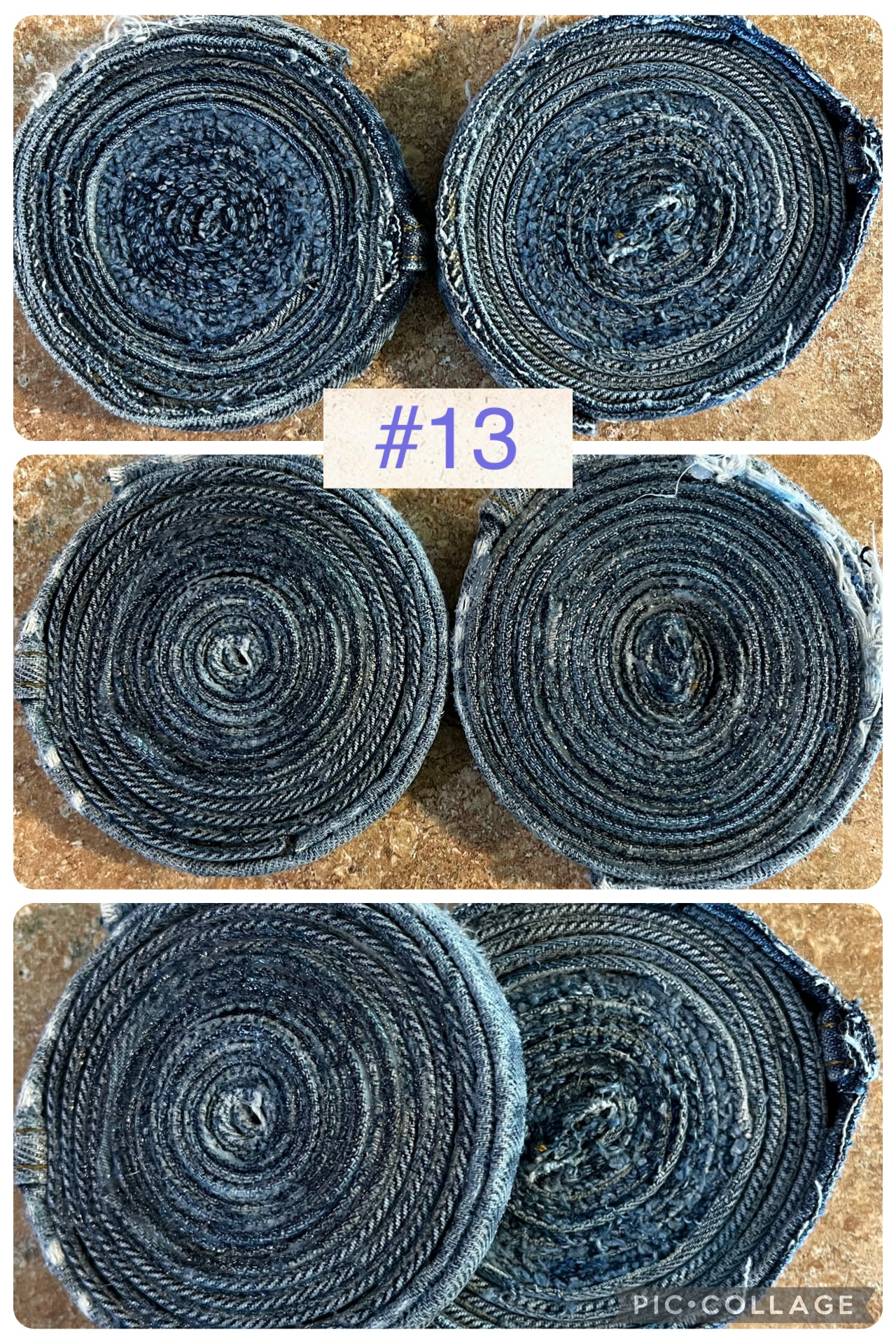 Upcycled denim jeans coasters set of 2