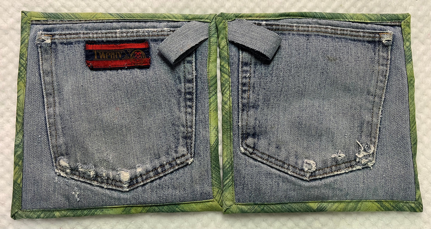Upcycled Denim pocket hot pads