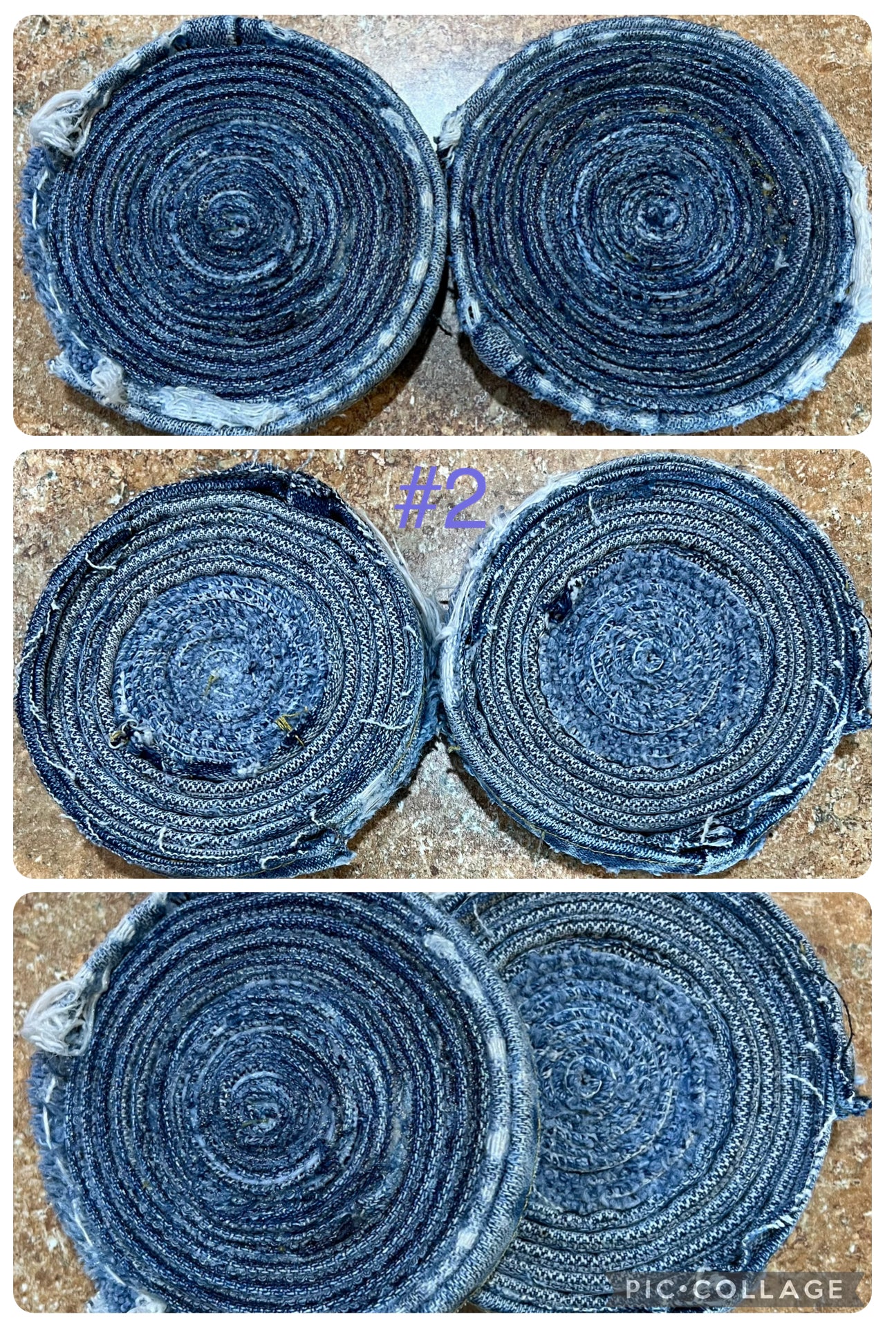 Upcycled denim jeans coasters set of 2