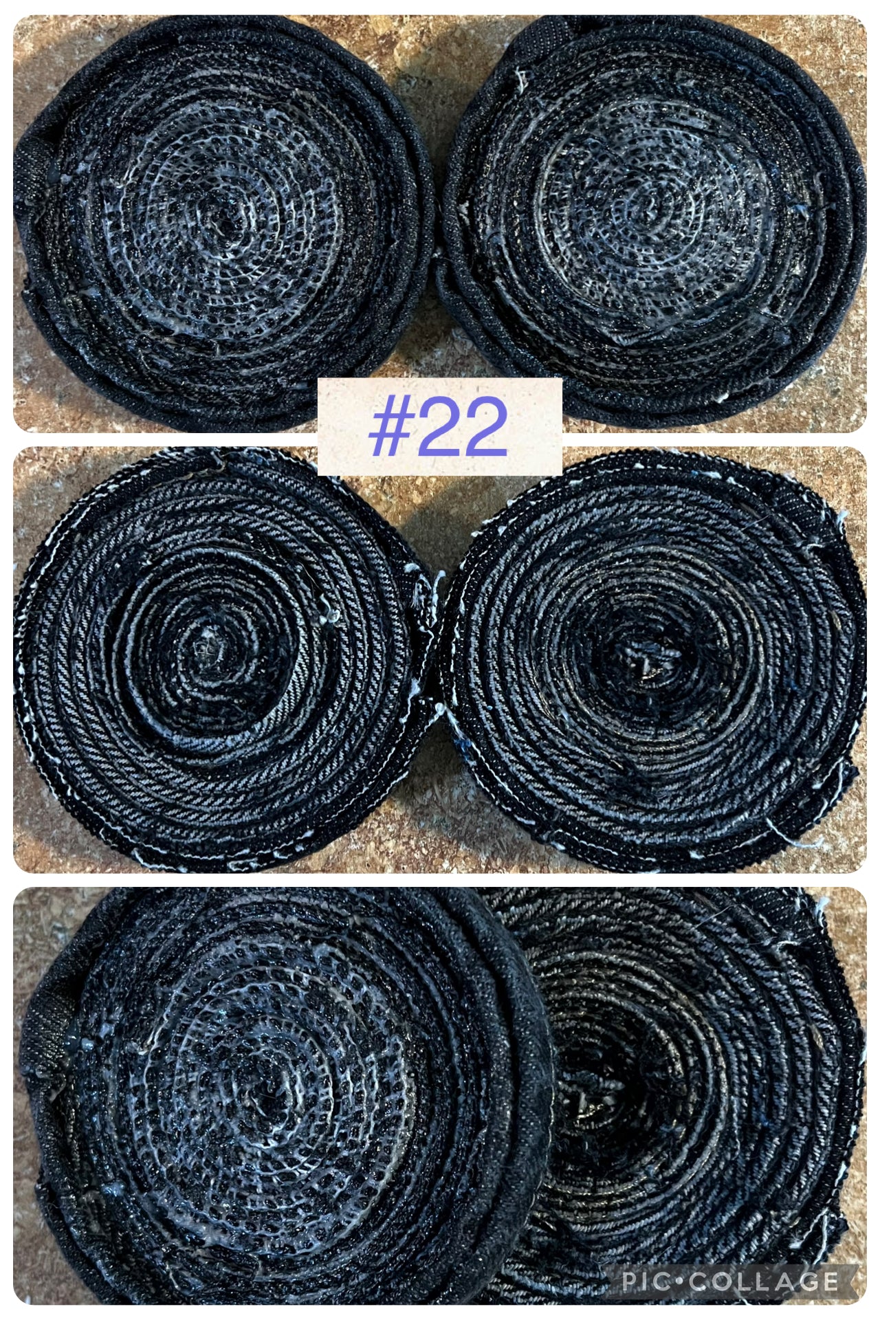 Upcycled denim jeans coasters set of 2
