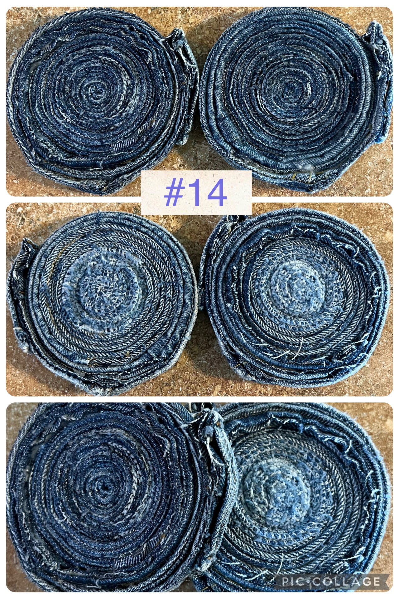 Upcycled denim jeans coasters set of 2