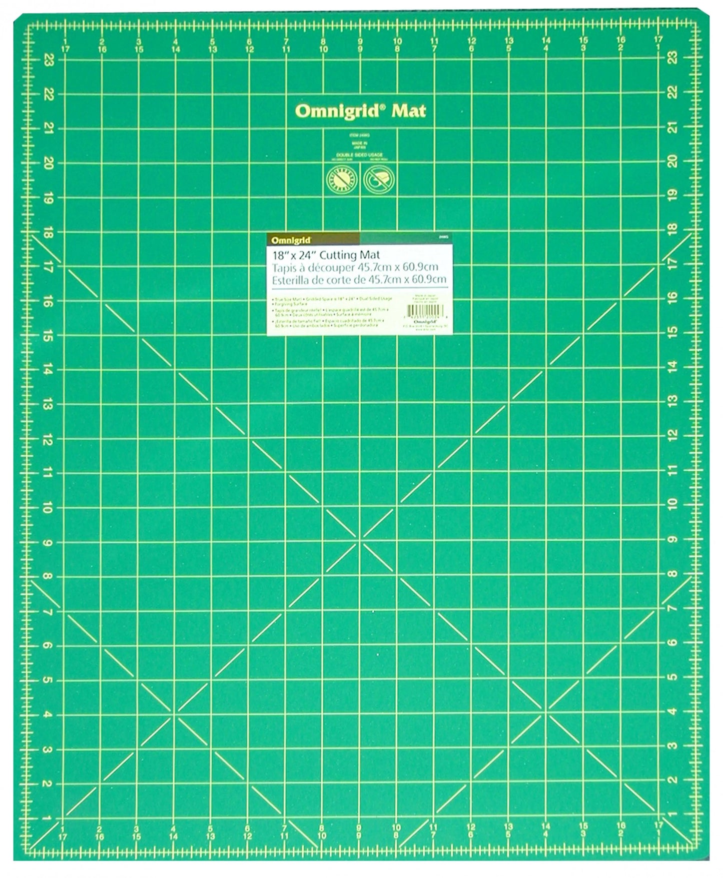 Cutting Mat Omnigrid Green with Yellow Grid 18in x 24in