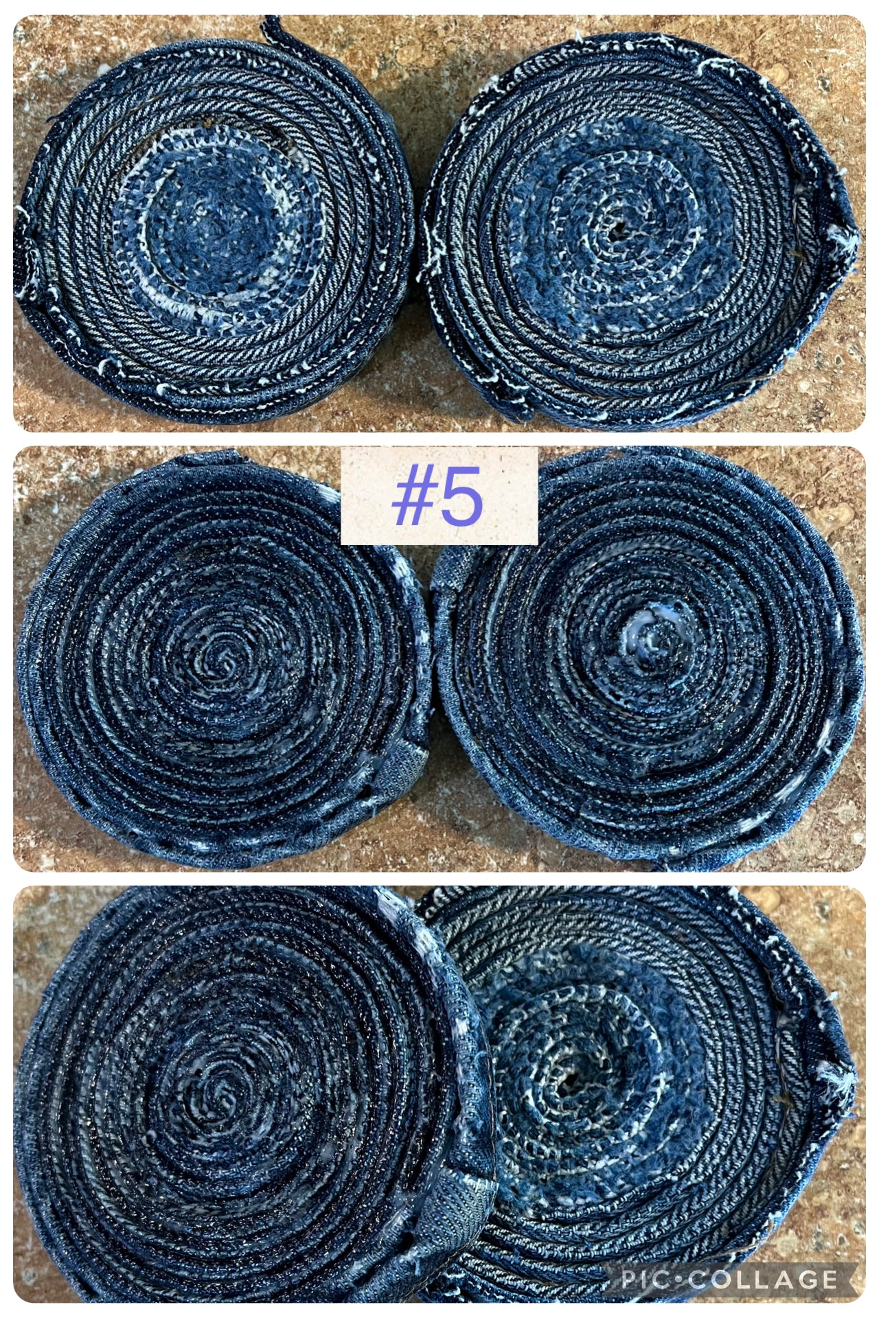 Upcycled denim jeans coasters set of 2