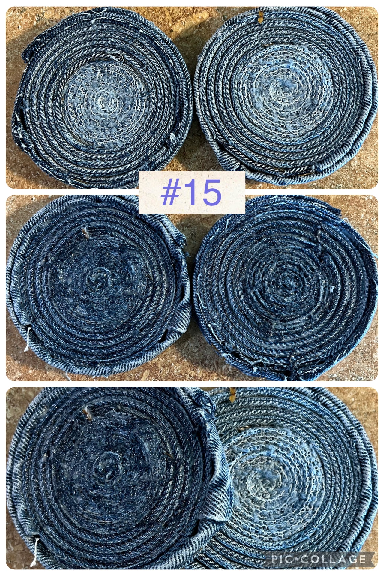 Upcycled denim jeans coasters set of 2