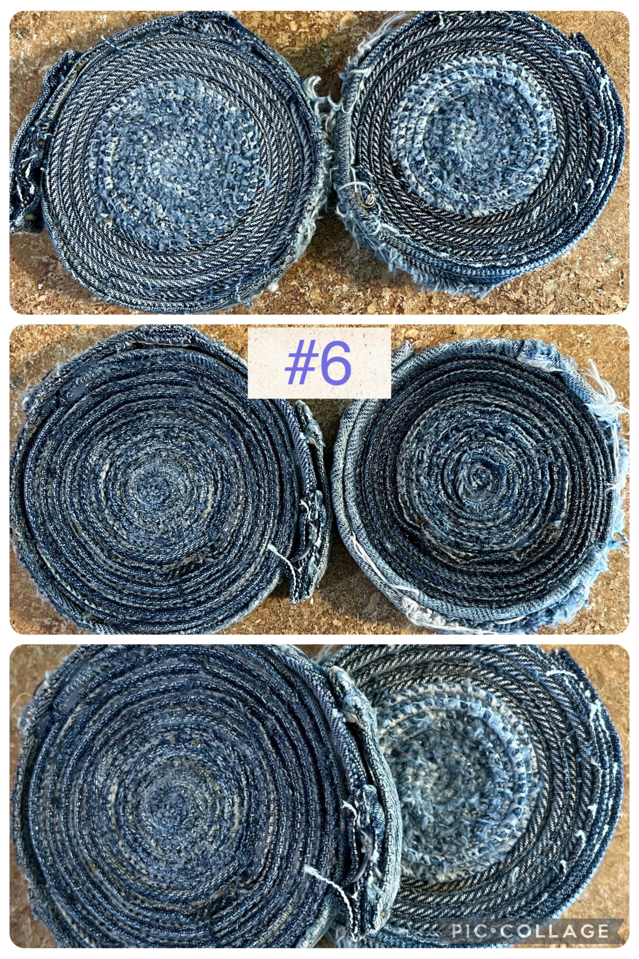 Upcycled denim jeans coasters set of 2