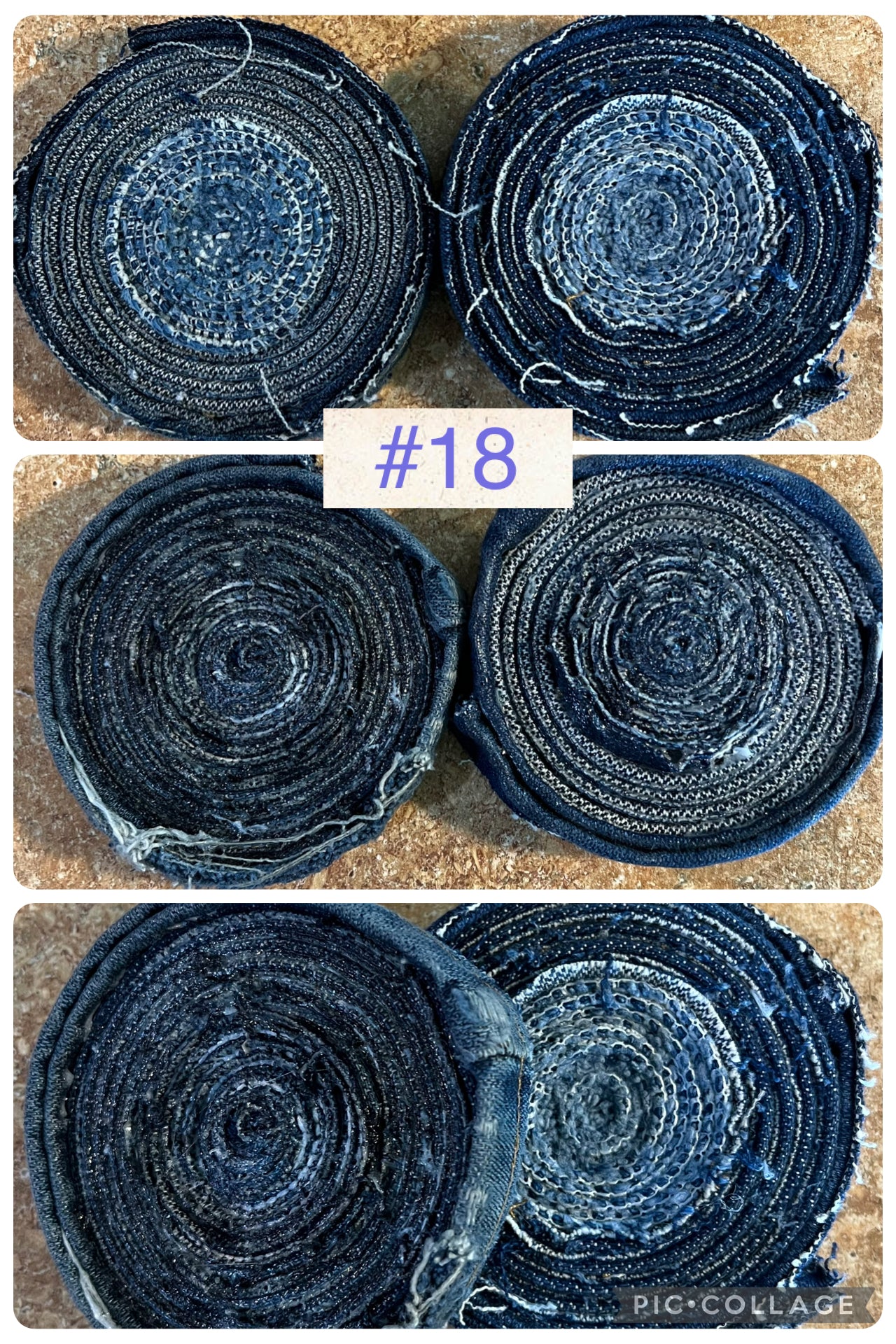 Upcycled denim jeans coasters set of 2