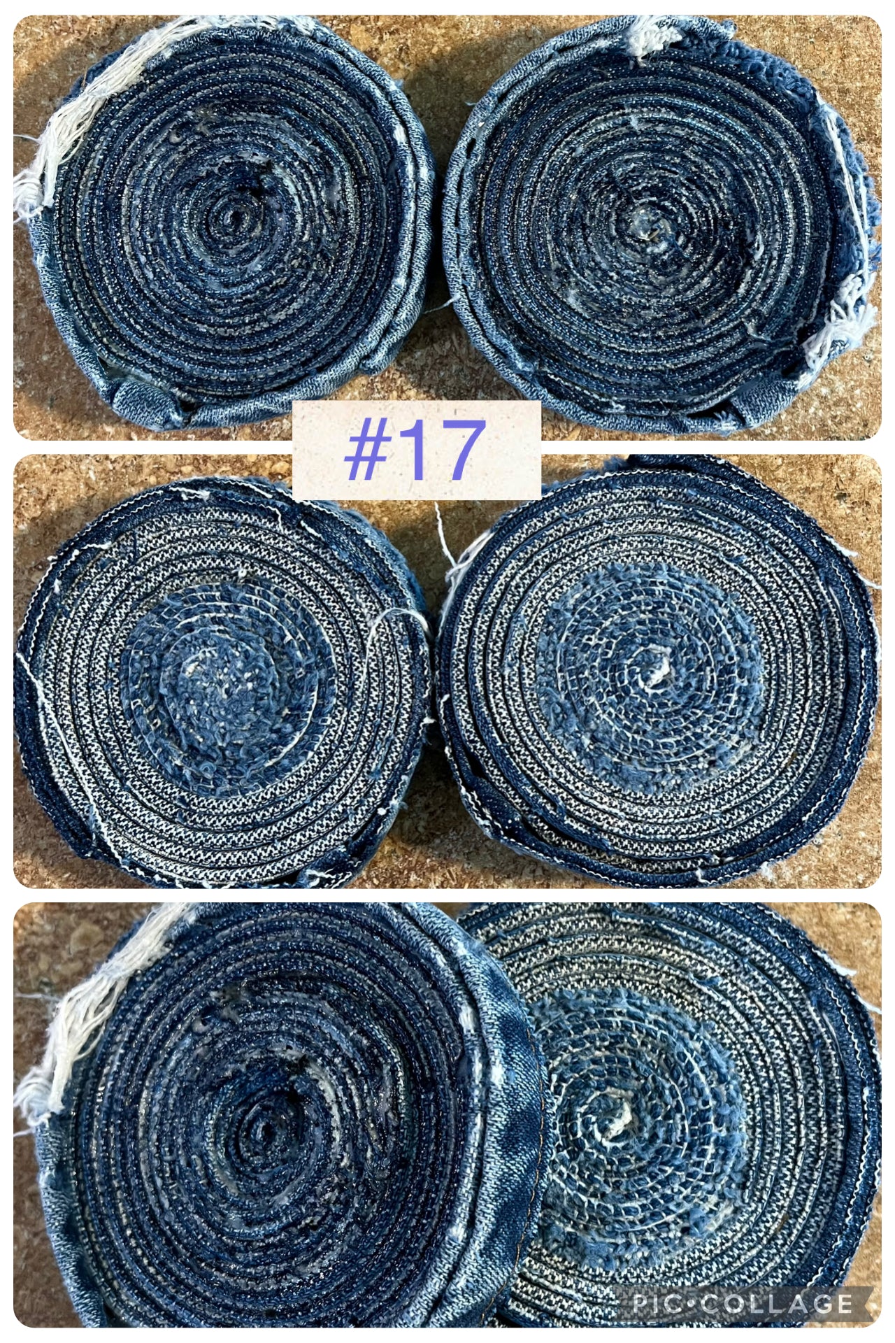 Upcycled denim jeans coasters set of 2