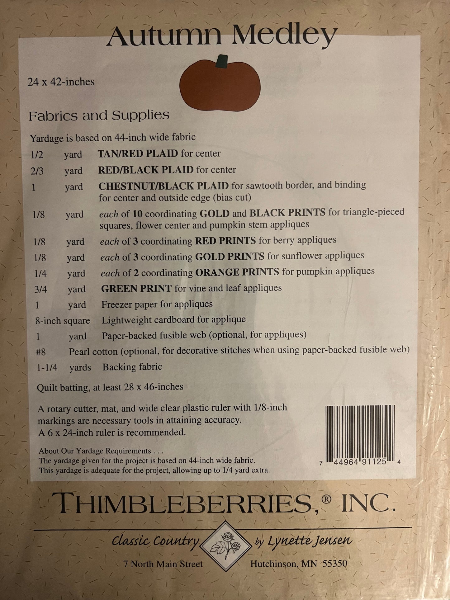 Autumn Medley by Thimbleberries Sewing Pattern