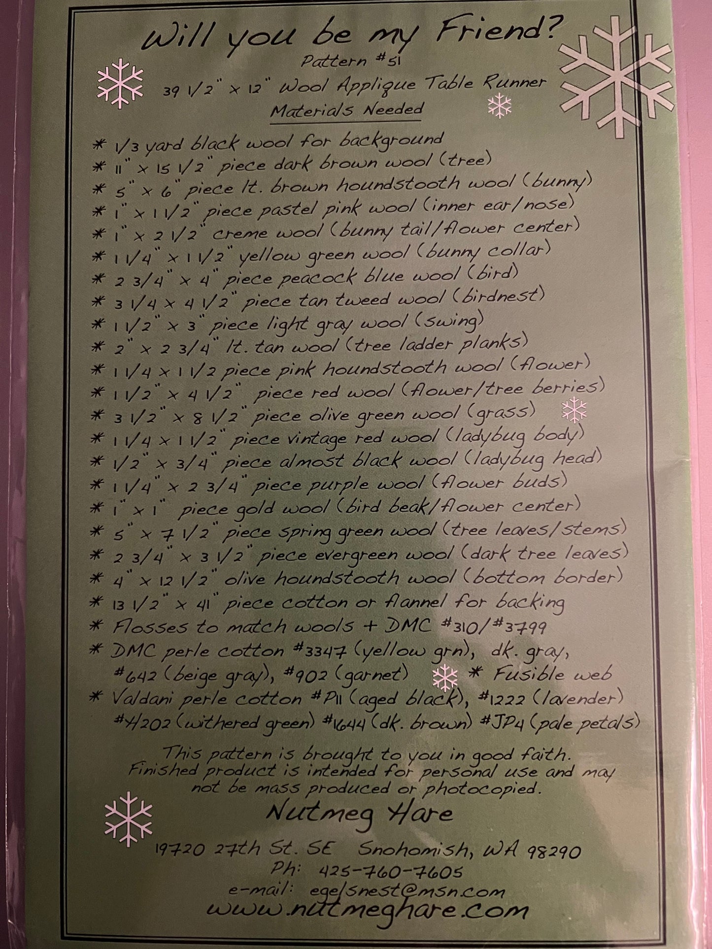 Nutmeg Hare #51 Will you be my Friend? Sewing Pattern