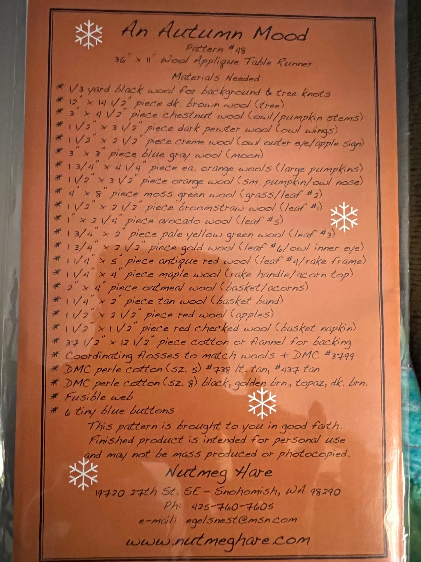 Nutmeg Hare #48 An Autumn Mood Sewing Pattern