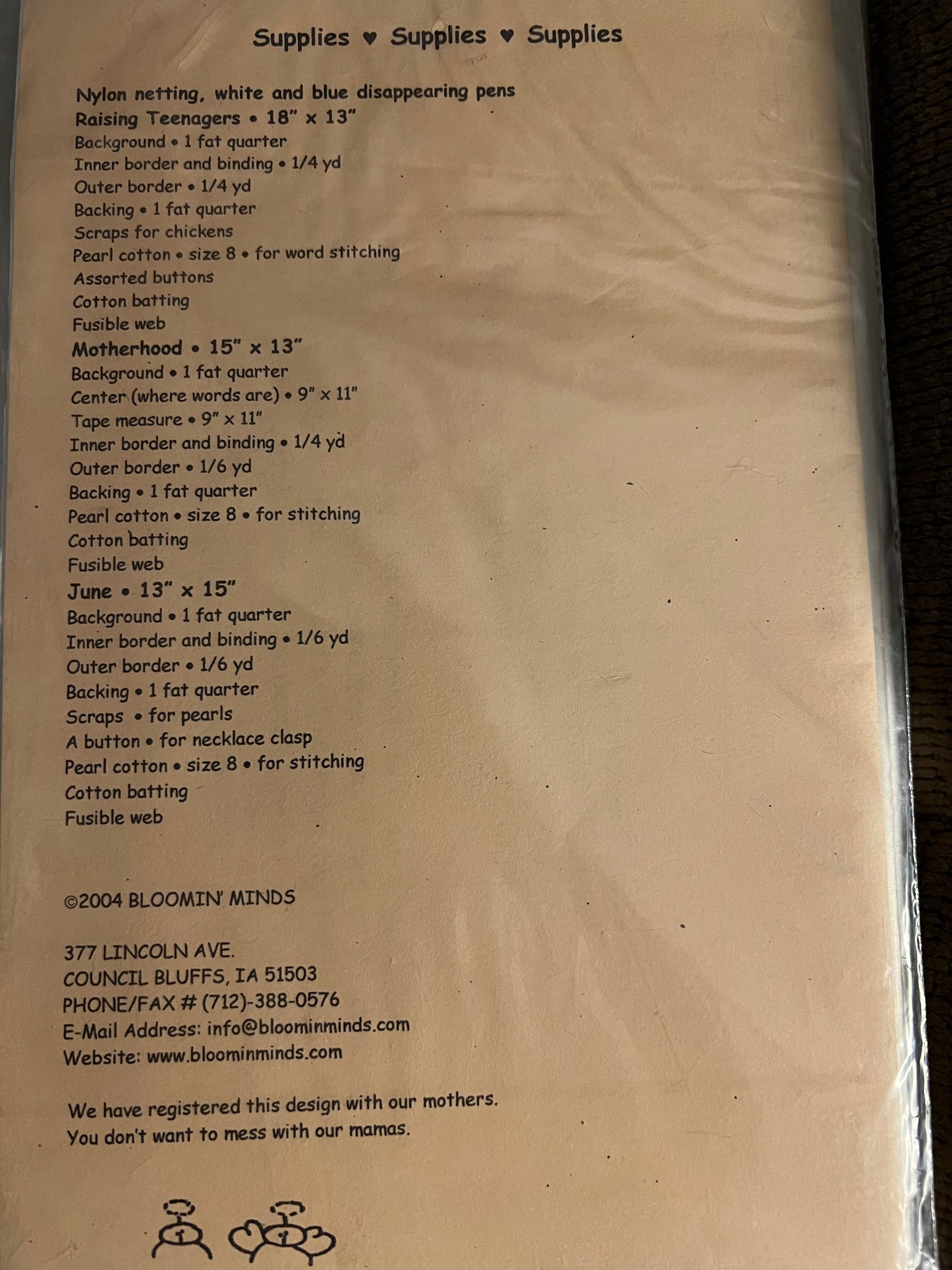 Bloomin' Minds Motherhood #158 Sewing Pattern