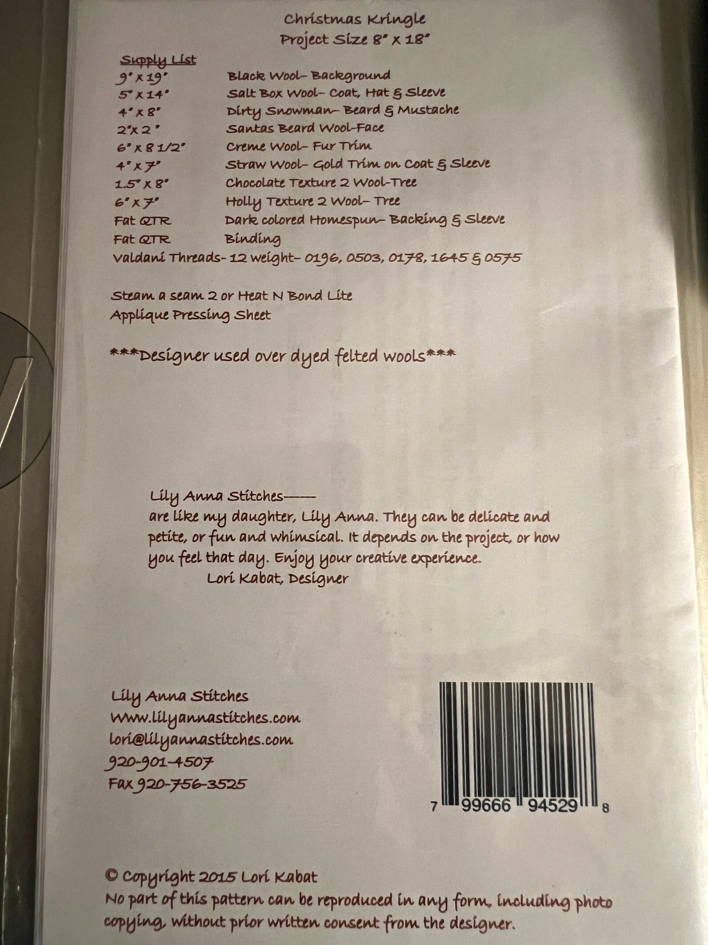 Christmas Kringle Lily Anna Stitches