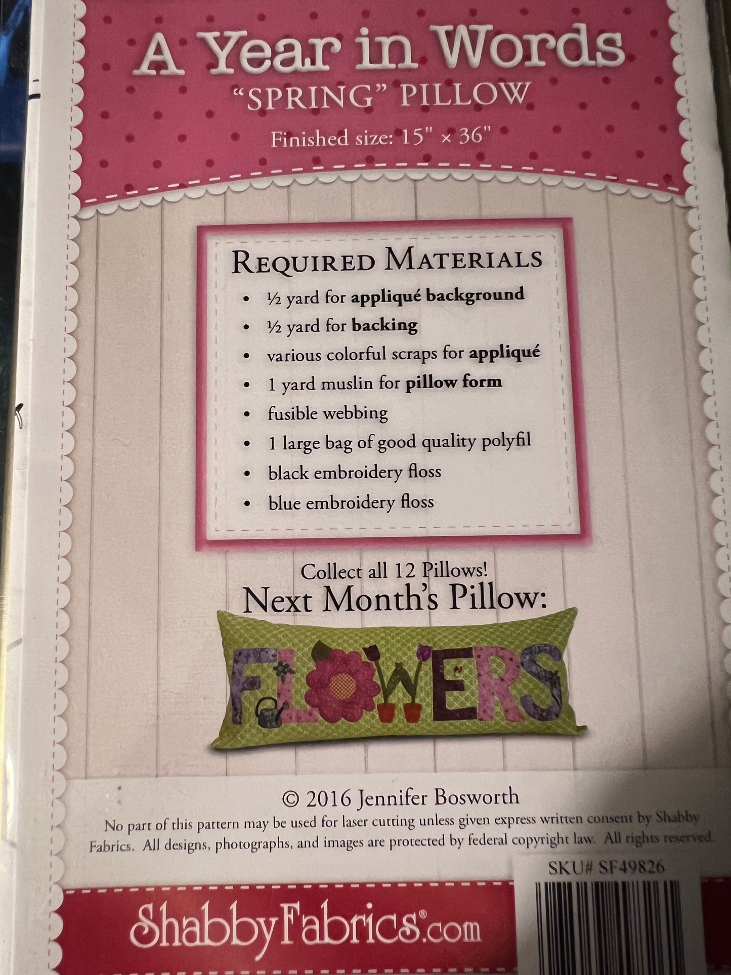 A Year In Words "Spring" Pillow - April Pattern by Shabby Fabrics