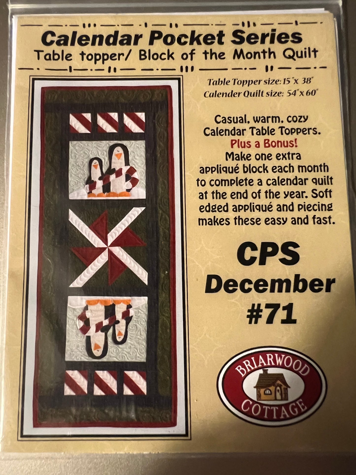 Briarwood Cottage Calendar Pocket Series - Table Topper Block of the Month 12 Month Set