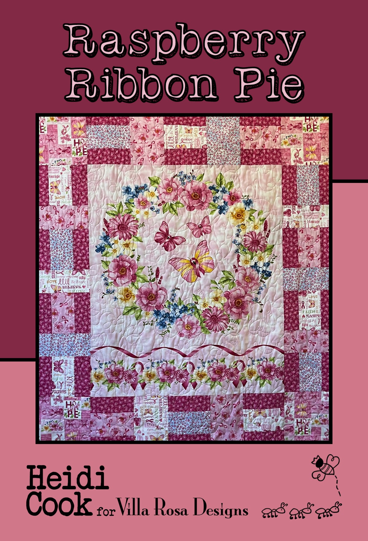 Villa Rosa Designs RASPBERRY RIBBON PIE Pattern Card