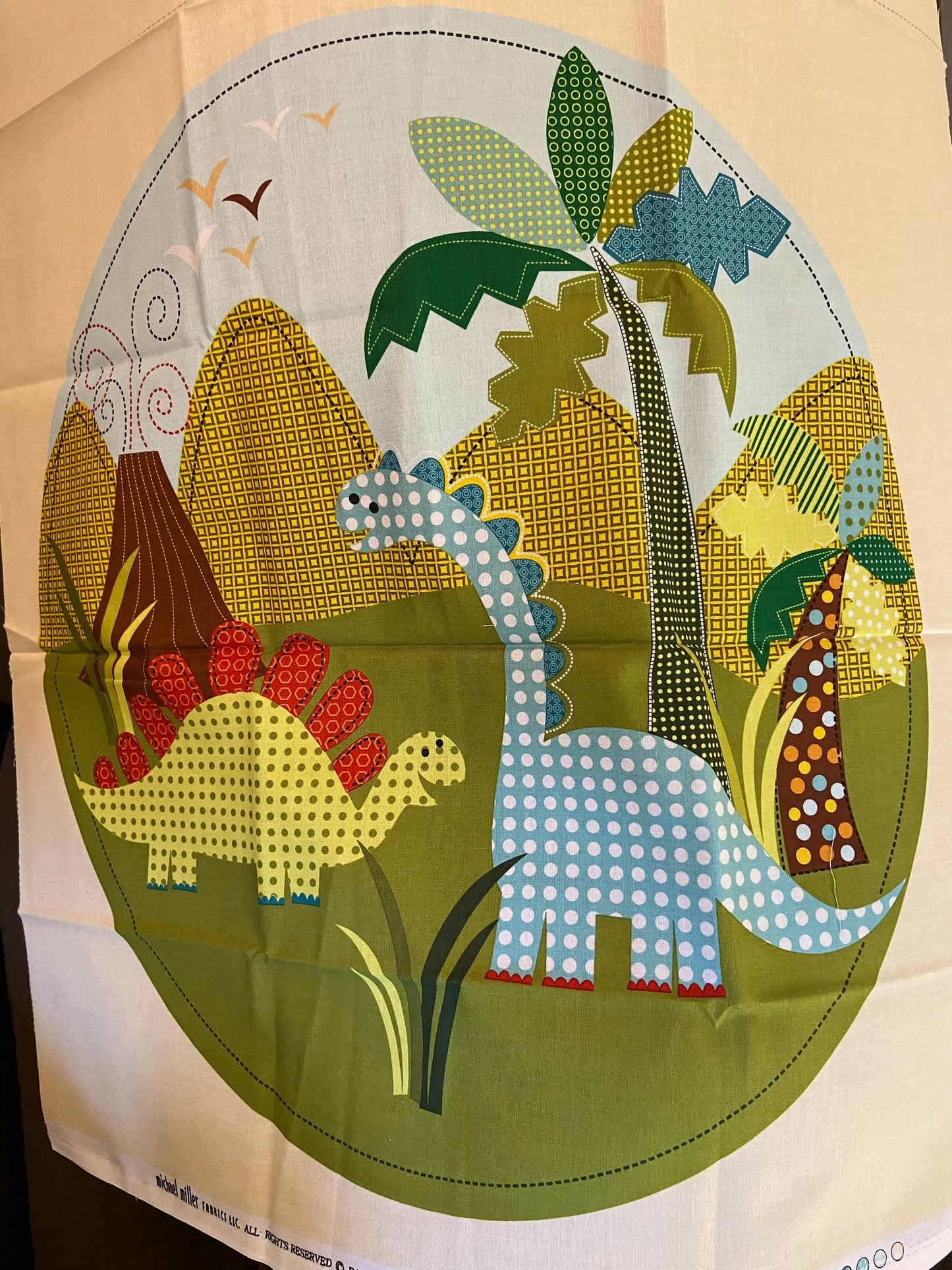 Dino pillow panel by Michael Miller Fabrics