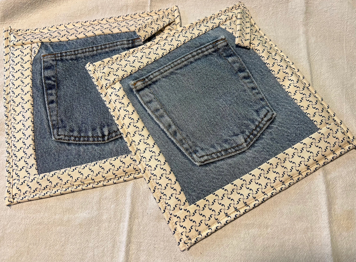 Upcycled Denim pocket hot pads