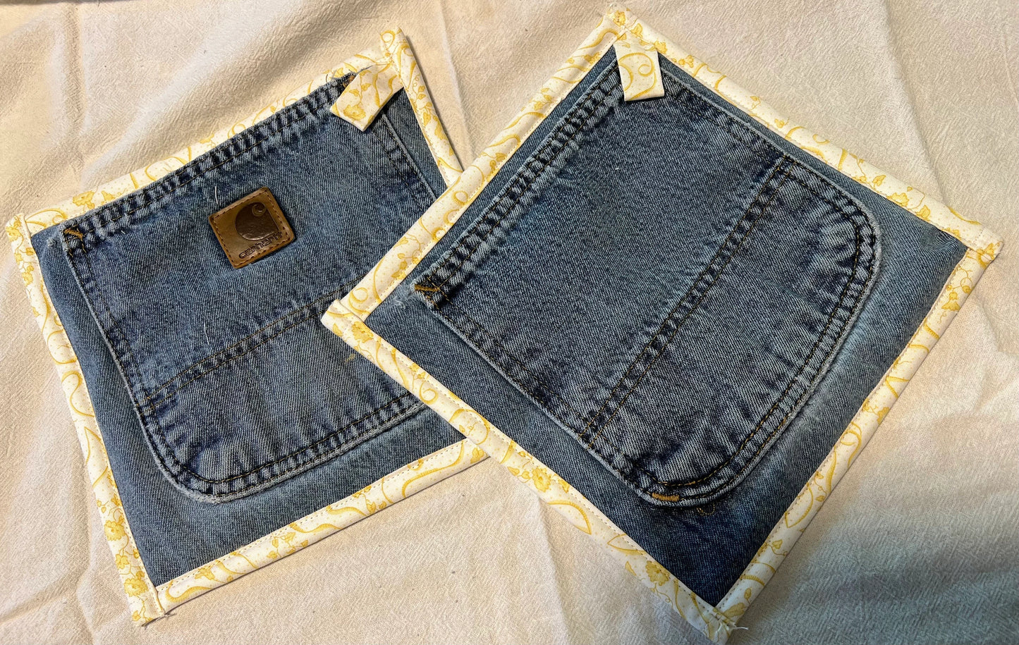 Upcycled Denim pocket hot pads