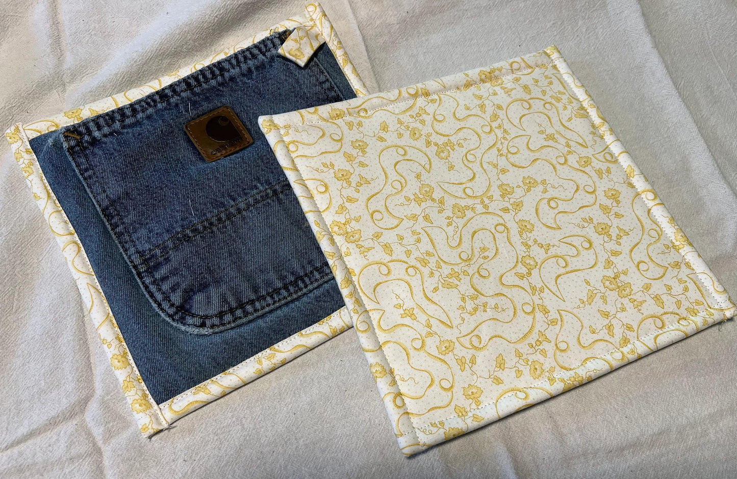 Upcycled Denim pocket hot pads