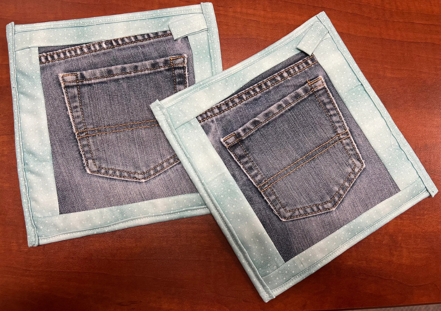 Upcycled Denim pocket hot pads