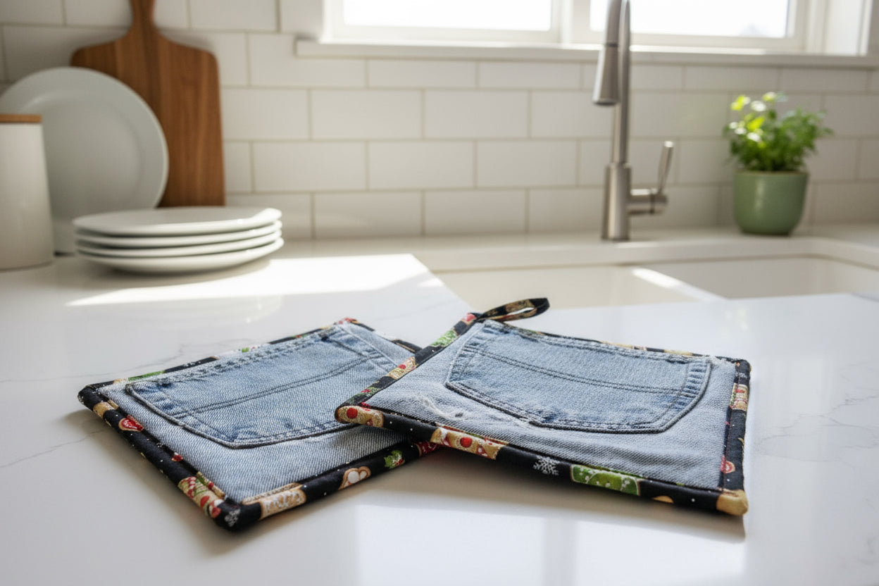 Kitchen Hot Pad and Washcloth Bundle
