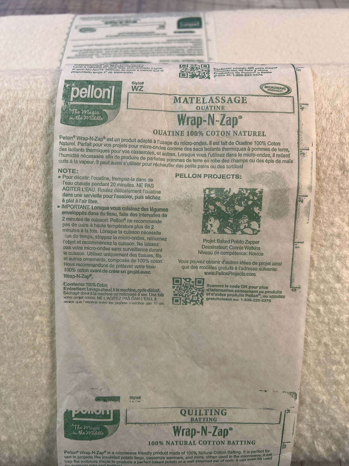 Pellon Wrap-N-Zap Batting, 22 in by the yard