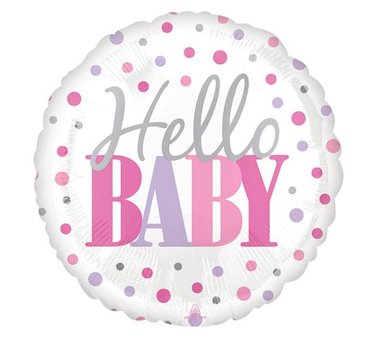 Hello Baby Balloon + 2 Custom Color Latex Balloons