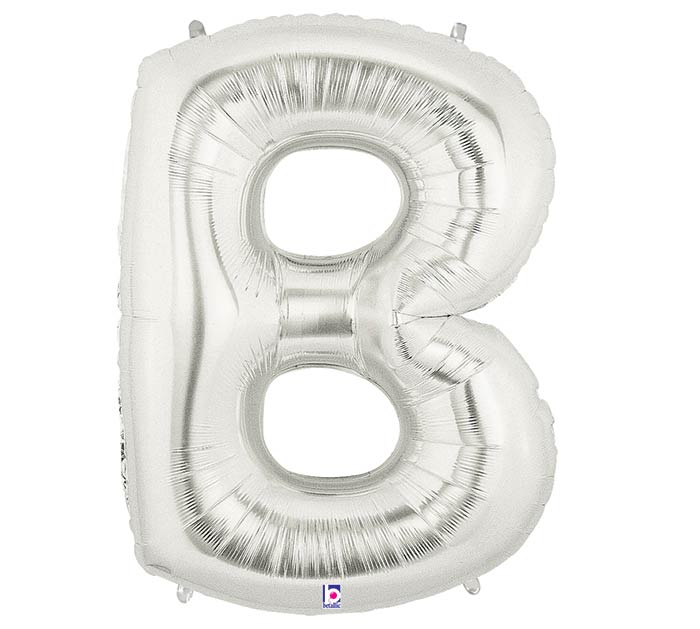 34" Silver Letters MegaLoon Packaged Foil Balloon