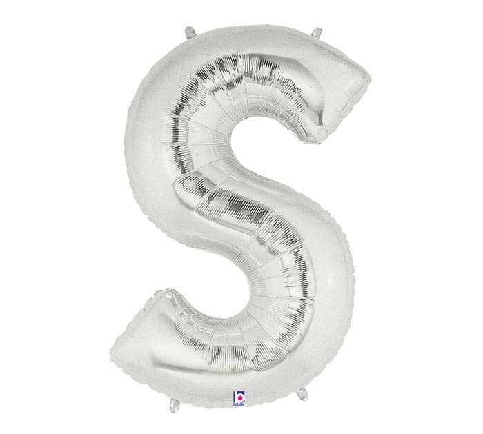 34" Silver Letters MegaLoon Packaged Foil Balloon