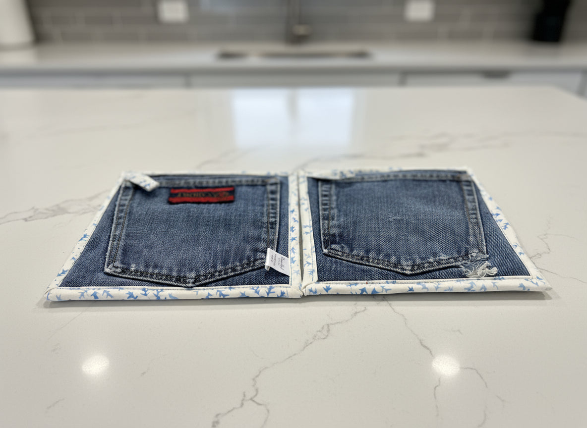 Upcycled Denim pocket hot pads